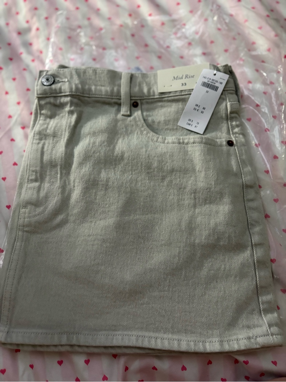 Mid Rise light grey Denim Mini Skirt